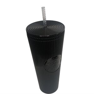 Starbucks Black Pleated Metallic Double Core Tumbler 2024 Venti Cold NEW